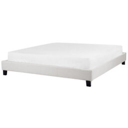 Beliani Bed Without Headboard Fabric Roanne 180 X 200 Cm (Eu Super King) Light Grey - thumbnail 1