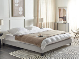 Beliani Bed Without Headboard Fabric Roanne 180 X 200 Cm (Eu Super King) Light Grey - thumbnail 2