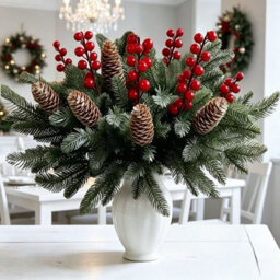 Amorly 48Pcs Artificial Christmas Picks Green Pine Branches Red Berries Pinecones For Vase Arrangement Home Holiday Decor - thumbnail 5