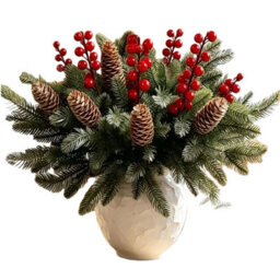 Amorly 48Pcs Artificial Christmas Picks Green Pine Branches Red Berries Pinecones For Vase Arrangement Home Holiday Decor - thumbnail 1