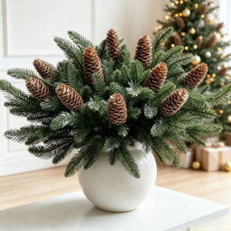 Amorly 48Pcs Artificial Christmas Picks Green Pine Branches Red Berries Pinecones For Vase Arrangement Home Holiday Decor - thumbnail 2