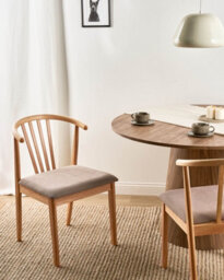 Beliani Set Of 2 Dining Chairs Craig Wood Light Brown/ Taupe - thumbnail 2