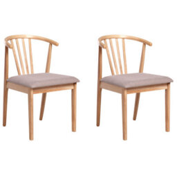 Beliani Set Of 2 Dining Chairs Craig Wood Light Brown/ Taupe