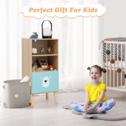 Costway 3-Tier Kids Toy Storage Shelf Floor Standing Wood Bookcase W/ Drawer - thumbnail 3