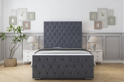 "Sloomy Watson Steel Plush Bed Frame With Mattress With 50"" Upholstered Headboard 6' Super King" - image 1
