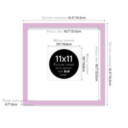 "11X11"" Lilac Picture Frame - 11X11"" Square Frame With 8X8"" Mount For 11X11""/8X8"" Pictures Classic Style Thin Edge, 1 Pack" - thumbnail 2