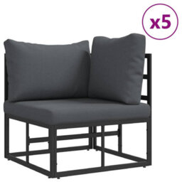 Berkfield Garden Sofa Set With Cushion 7 Pcs Black Aluminium - thumbnail 3