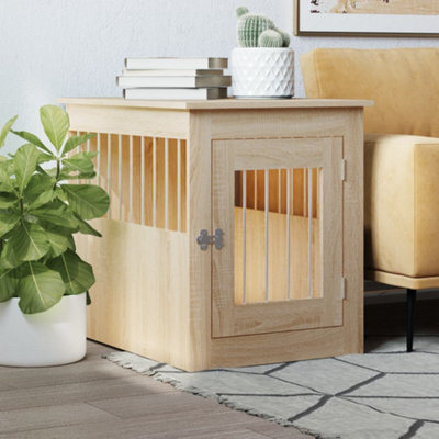 Walplus Sonoma Oak Dog Crate Furniture End Table 55X75X65 Cm Engineered Wood - image 1