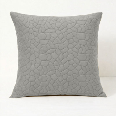 Ameha Silver Embossed Pebbles Velvet Cushion Cover, 18X18 Inch, Ultra Soft, Breathable & Hypoallergenic