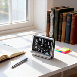 Battery Operated Quartz Alarm Clock Night No Tick Silent Bedside Clocks Home White - thumbnail 2