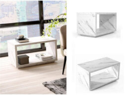 Impact Furniture Marble Coffee Table White Small Marble Effect Modern Rectangular Compact Storage With Shelf For Living Room Cari - thumbnail 1