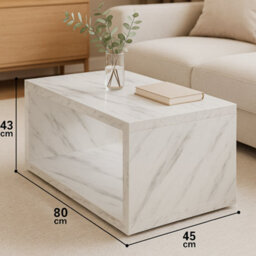 Impact Furniture Marble Coffee Table White Small Marble Effect Modern Rectangular Compact Storage With Shelf For Living Room Cari - thumbnail 2