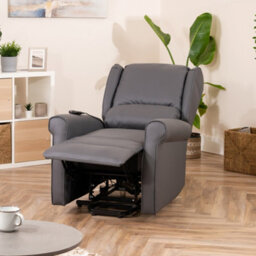 Corcoran 76Cm Grey Bonded Leather High Back Mobility Aid Electric Lift Assist Rise Recliner Arm Chair With Massage And Heat - thumbnail 4