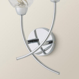 Valuelights Reyka Chrome 2 Way Wall Light With Crystal Glass Shades - thumbnail 3