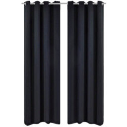 Berkfield 2 Pcs Black Blackout Curtains With Metal Rings 135 X 245 Cm - thumbnail 1