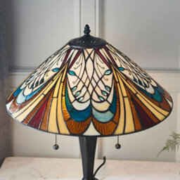 Tiffany Glass Led Table Lamp - French Style Design - Dark Bronze Finish - Medium - thumbnail 3