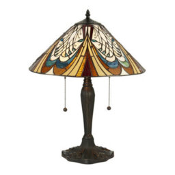 Tiffany Glass Led Table Lamp - French Style Design - Dark Bronze Finish - Medium - thumbnail 5