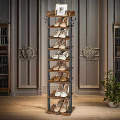Rafaelo Mobilia 9 Tier Tall Shoe Rack Narrow Brown - image 1