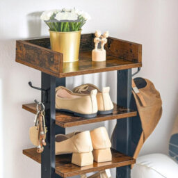 Rafaelo Mobilia 9 Tier Tall Shoe Rack Narrow Brown - thumbnail 4