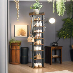 Rafaelo Mobilia 9 Tier Tall Shoe Rack Narrow Brown - thumbnail 5