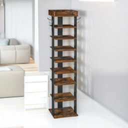 Rafaelo Mobilia 9 Tier Tall Shoe Rack Narrow Brown - thumbnail 6