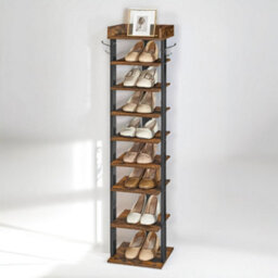 Rafaelo Mobilia 9 Tier Tall Shoe Rack Narrow Brown - thumbnail 2