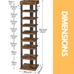 Rafaelo Mobilia 9 Tier Tall Shoe Rack Narrow Brown - thumbnail 9