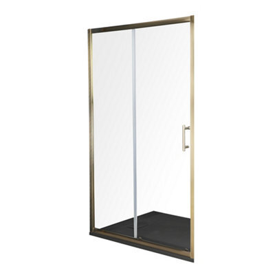 Homestylestore Antique Brass Reversible Wet Room Sliding Door Shower Enclosure With Graphite Slate Effect Tray 1200 X 800mm - image 1