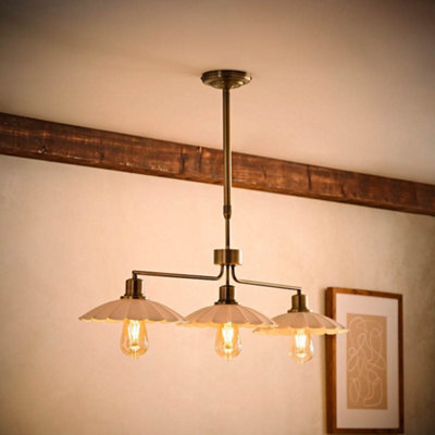 Valuelights Holborn Cream Scallop 3 Drop Diner Bar Ceiling Light And Bulbs - image 1