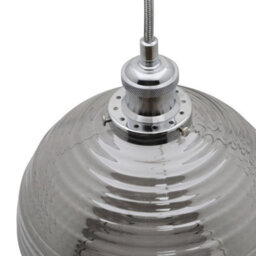 Long Life Lamps Company Modern Vintage Smoked Grey Ribbed Glass Globe Ceiling Pendant Lamp Shade K409 - thumbnail 5