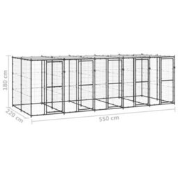 Berkfield Outdoor Dog Kennel Steel With Roof 12.1 M2 - thumbnail 6