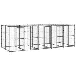 Berkfield Outdoor Dog Kennel Steel With Roof 12.1 M2