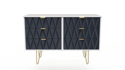 Dallas 6 Drawer Chest In Indigo Matt & White (Ready Assembled) - image 1
