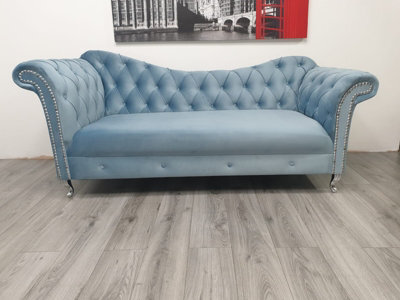 Stratus Interiors Stella Curved Arm Sofa Chaise Lounge Velvet Baroque Style - 3 Seater - image 1