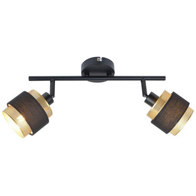 Luminosa Lighting Luminosa Renez Twin Ceiling Spotlight Black, Gold, Fabric 2Xe14 - image 1