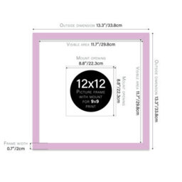 "12X12"" Lilac Picture Frame - 12X12"" Square Frame With 9X9"" Mount For 12X12""/9X9"" Pictures Classic Style Wall Art, 1 Pack" - thumbnail 2