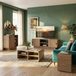 Decortie Rovel 4 Piece Living Room Furniture Set, Natural Oak (Tv Unit, Sideboard, Coffee Table & Side Table) - thumbnail 3