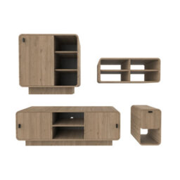 Decortie Rovel 4 Piece Living Room Furniture Set, Natural Oak (Tv Unit, Sideboard, Coffee Table & Side Table) - thumbnail 2