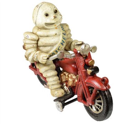 AB Tools Michelin Man Motorcycle Motorbike Bike Mascot Figure Statue Bibendum Cast Iron - image 1