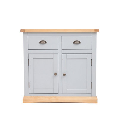 Cabinet Bits Bomporto Light Grey 2 Drawer 2 Door Sideboard Brass Cup Handle - image 1