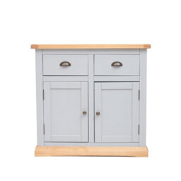 Cabinet Bits Bomporto Light Grey 2 Drawer 2 Door Sideboard Brass Cup Handle