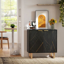 Homcom Sideboard, Buffet Cabinet With 2 Doors And Adjustable Shelves, Black - thumbnail 9