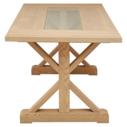 Orsina Rectangle Wooden Dining Table With Angular Base, Rustic American Oak Dining Room Table For Home, Office - thumbnail 3