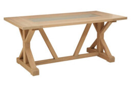 Orsina Rectangle Wooden Dining Table With Angular Base, Rustic American Oak Dining Room Table For Home, Office - thumbnail 2