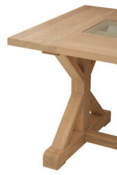 Orsina Rectangle Wooden Dining Table With Angular Base, Rustic American Oak Dining Room Table For Home, Office - thumbnail 4