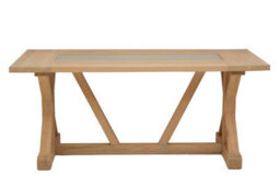 Orsina Rectangle Wooden Dining Table With Angular Base, Rustic American Oak Dining Room Table For Home, Office - thumbnail 6