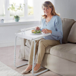 Coopers of Stortford Adjustable And Collapsible Metal Tv Dinner Mini-Table 2 Pack, Height Adjustable, Wipe Clean, Lipped Edge - thumbnail 1