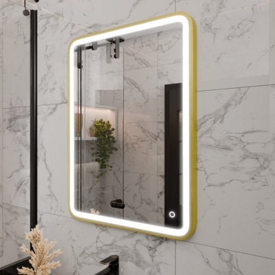Harper & Harlow 800X600 Vela Brushed Brass Led Illuminated Bathroom Mirror - image 1