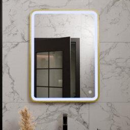 Harper & Harlow 800X600 Vela Brushed Brass Led Illuminated Bathroom Mirror - thumbnail 6