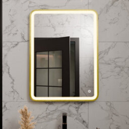 Harper & Harlow 800X600 Vela Brushed Brass Led Illuminated Bathroom Mirror - thumbnail 5